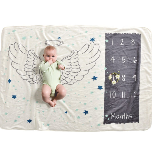 Baby Milestone Blanket Baby Photography Props Blanket Newborn 12 Monthly Photo Props Angel Wings Background Blanket